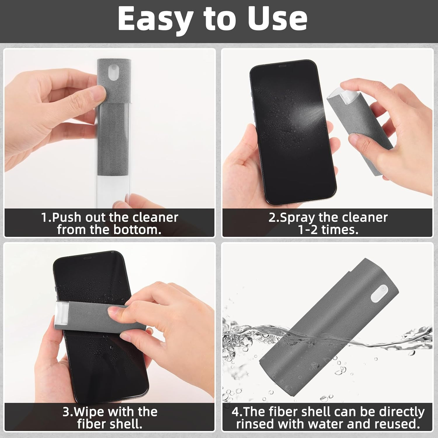 Screen Cleaner Kit 4 Pcs, 3-In-1 Touchscreen Mist Cleaner Spray and Microfiber