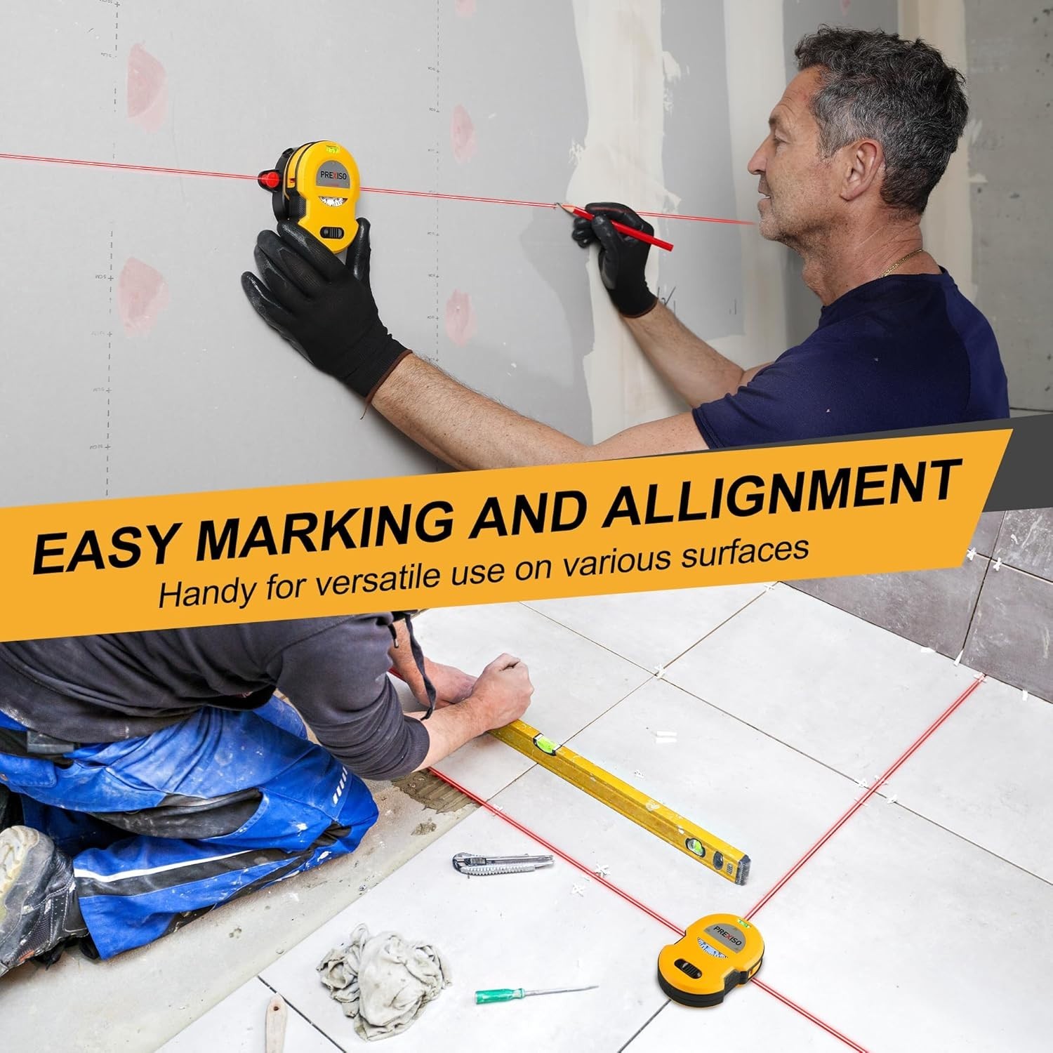 Horizontal & Vertical Laser Level 30Ft with LED and Bubble Vials for DIY Tasks