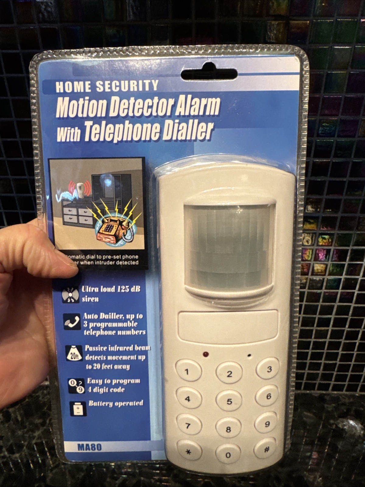 HOME SECURITY 125 dB LOUD Alarm Motion Sensor System w/ Dialler Model MA-80 NIOP