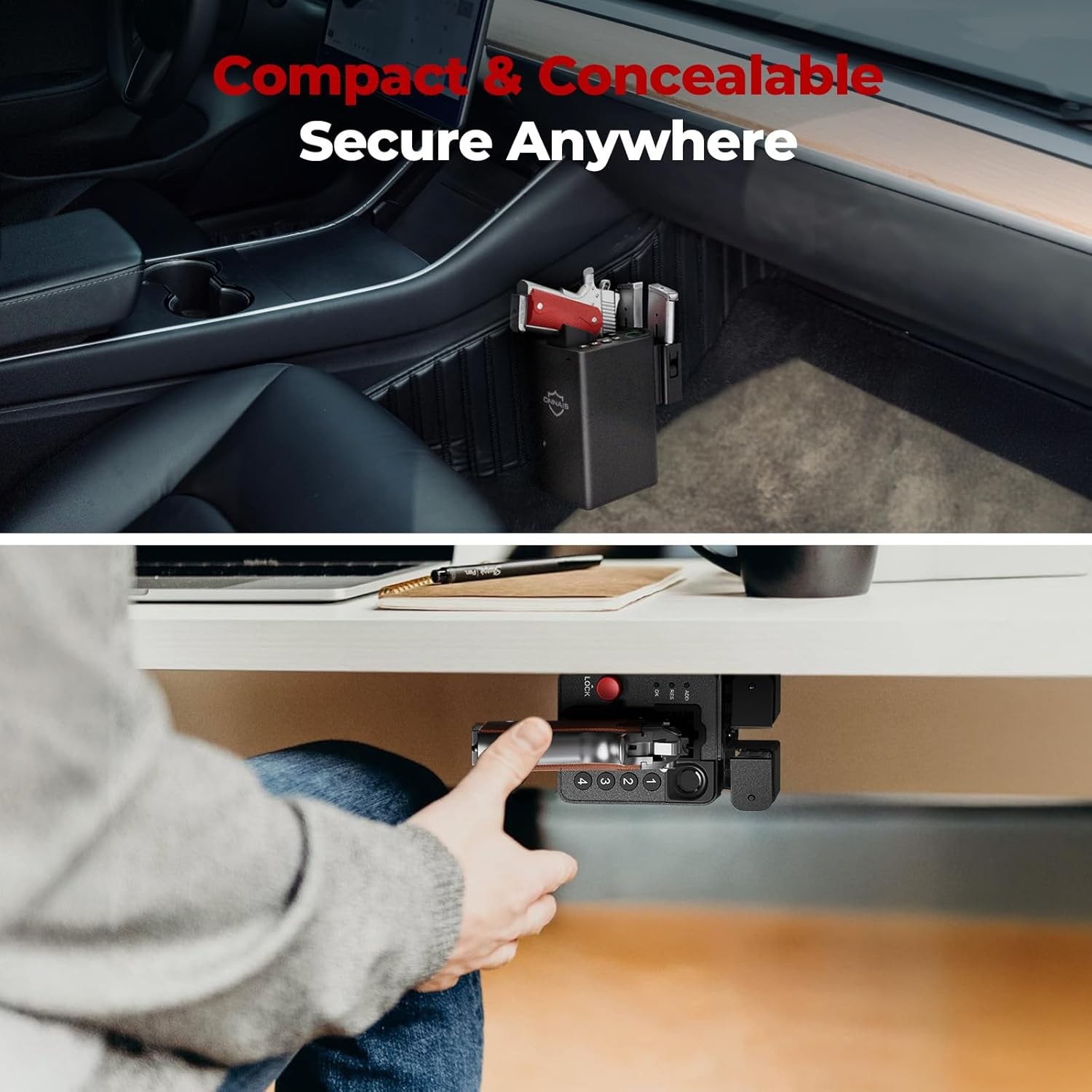 BiometricPistolSafewithFingerprint Trigger Lock for Car and BedsideQuick Access