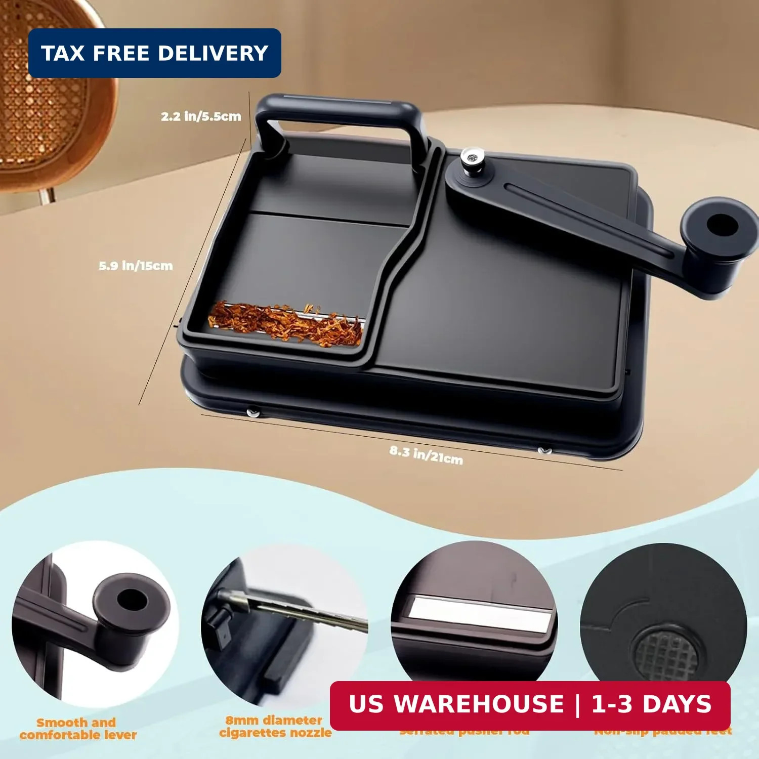 Cigarette Rolling Machine, Manual Cigarette Roller Cigarette Tobacco Injector fo
