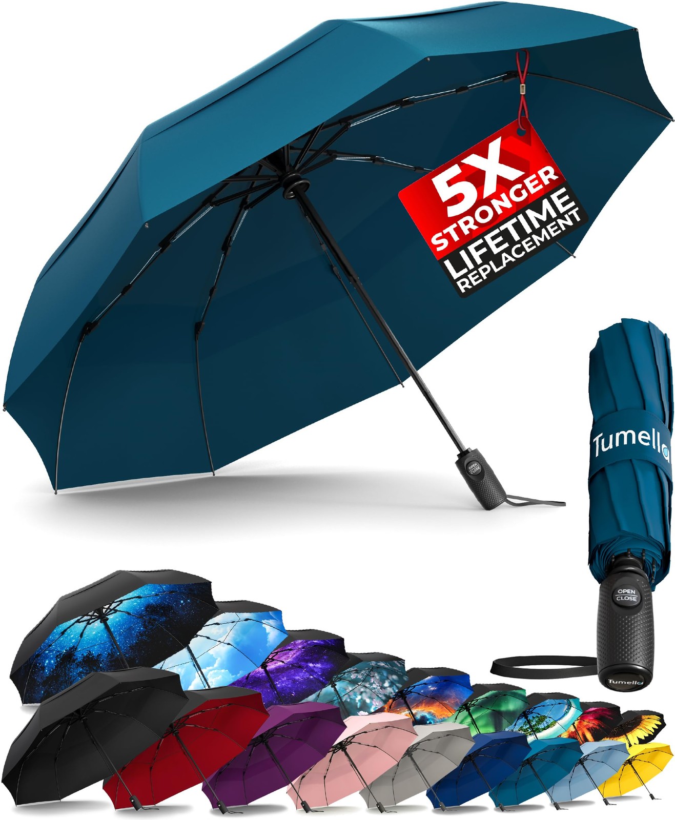 Strongest Windproof Travel Umbrella (Compact, Superior & Beautiful), Small St...