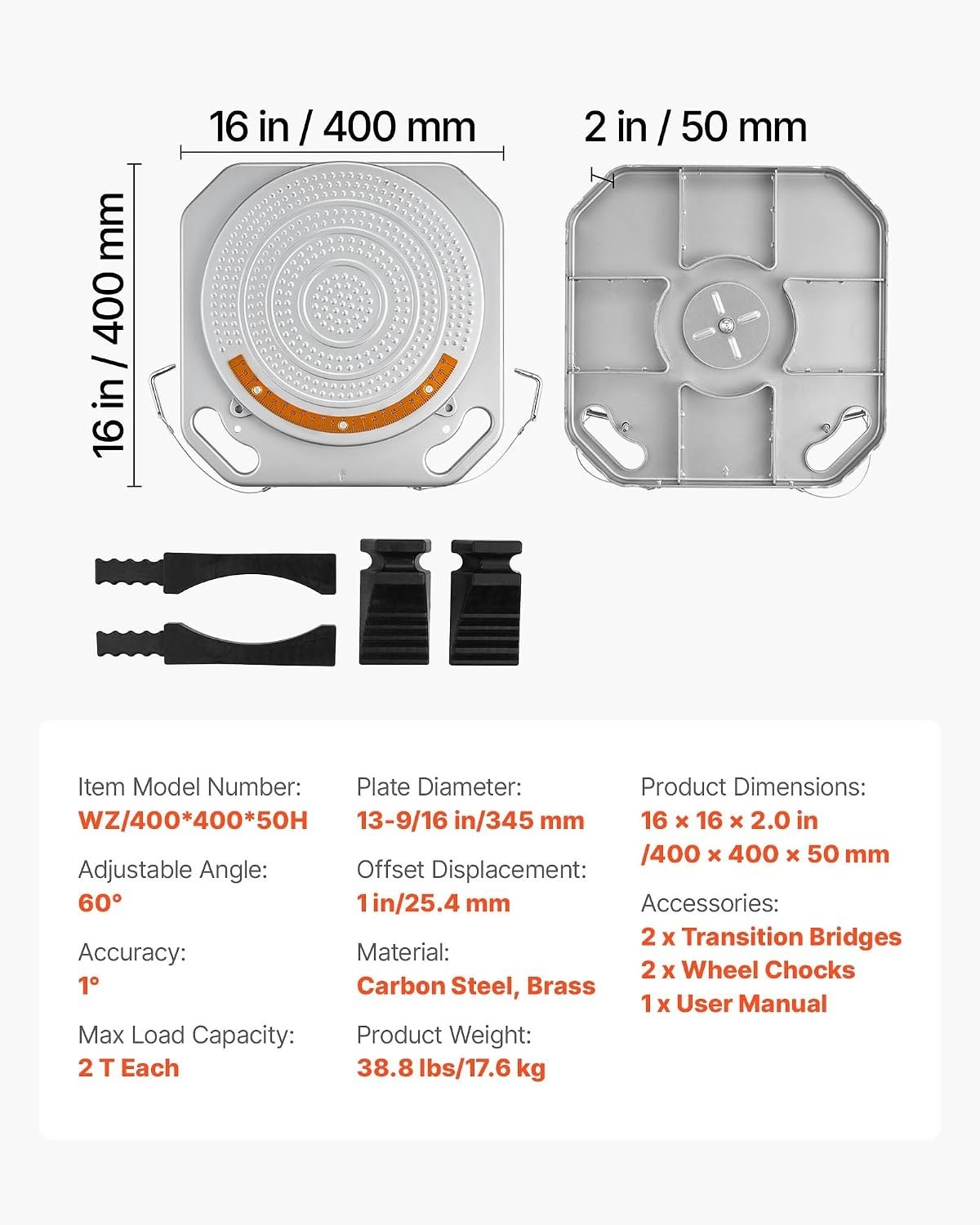 Heavy-Duty 4-Ton Wheel Alignment Tool with Transition Bridge & Smooth Rotation