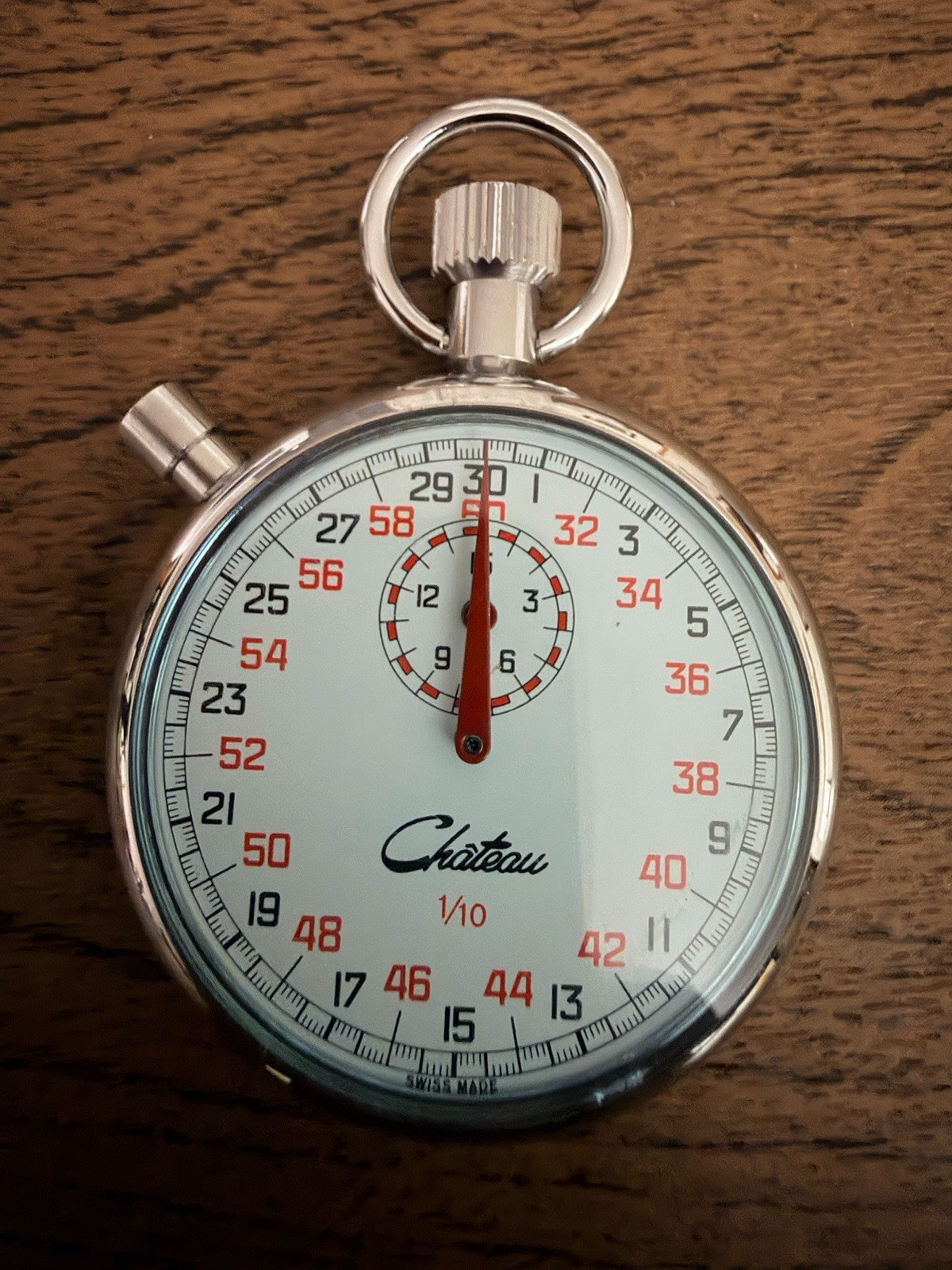 Vintage Catreau Swiss Made 1/10 Second Mechanical Stopwatch Timer Working Chrome
