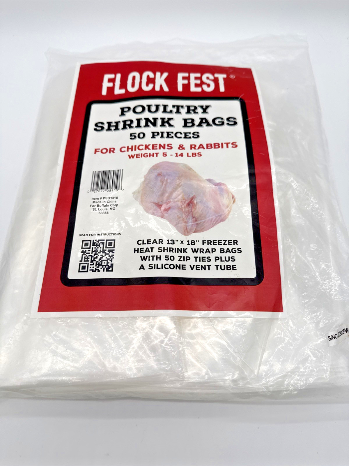 Flock Fest by Buffalo Corp. Poultry Shrink Bags 50 Ct for Chickens/Rabbits NEW