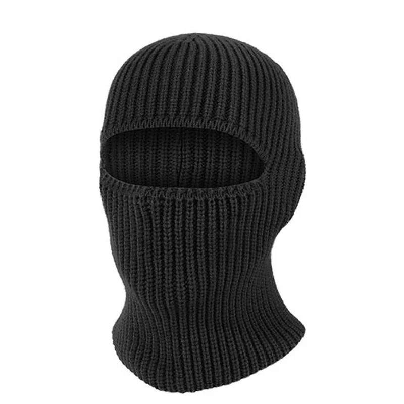 Winter Ski Mask 1 Hole Knitted Skull Balaclava Beanie Hat Men Outdoor Sports Cap