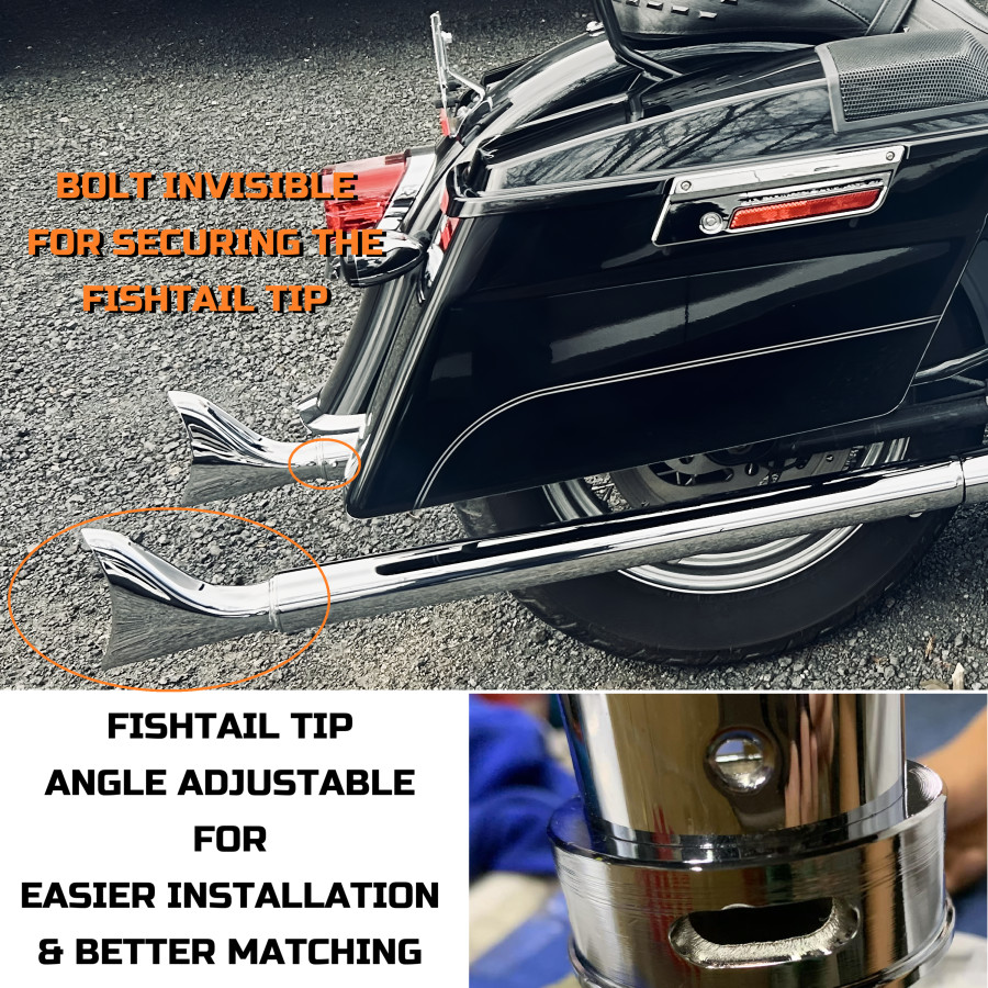 Fishtail True Dual Black Ceramic Softail Exhaust for Heritage and Deluxe 2018-up