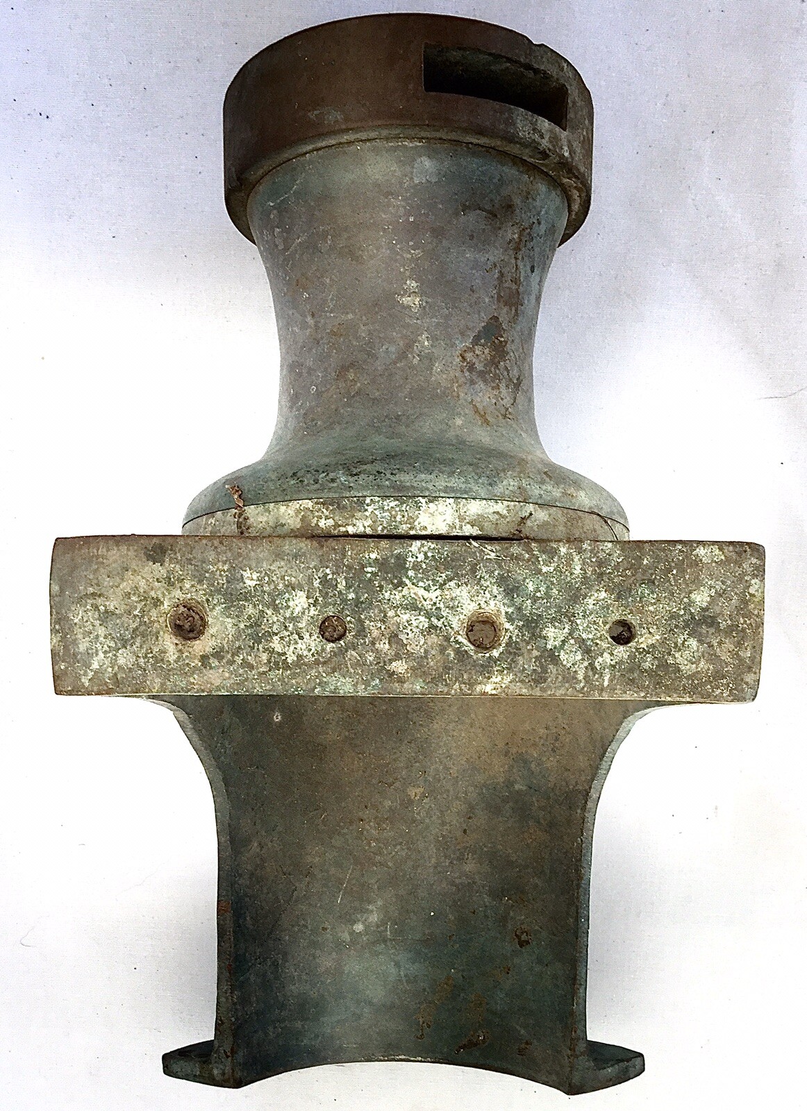 ANTIQUE VTG BRASS JIB? WINCH & SIDE MOUNT BRACKET SAILBOAT YACHT NAUTICAL 11.75”