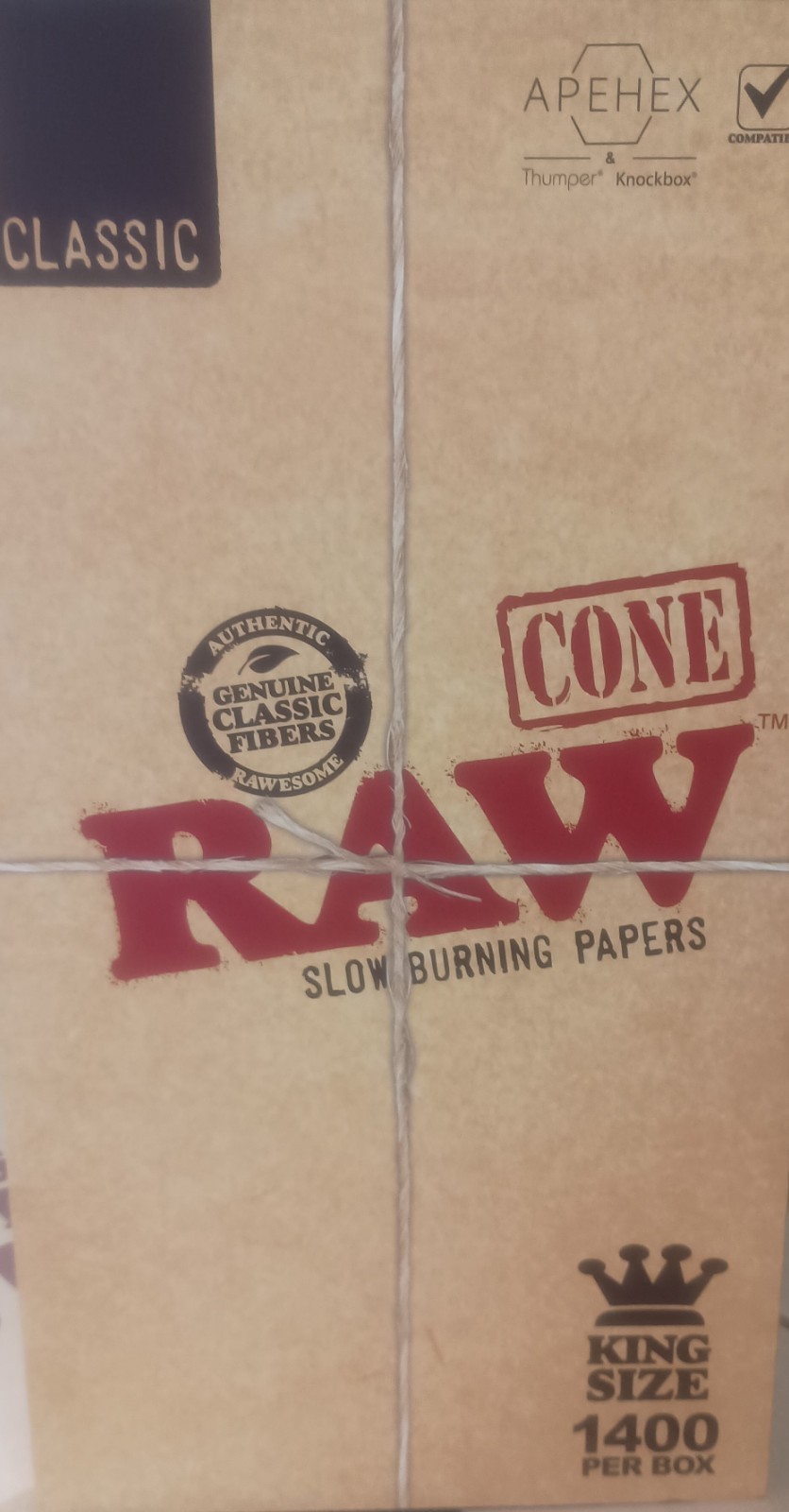 RAW | Classic King Size Pre-Rolled Cones | 109mm - Unbleached Paper - 1400 Count