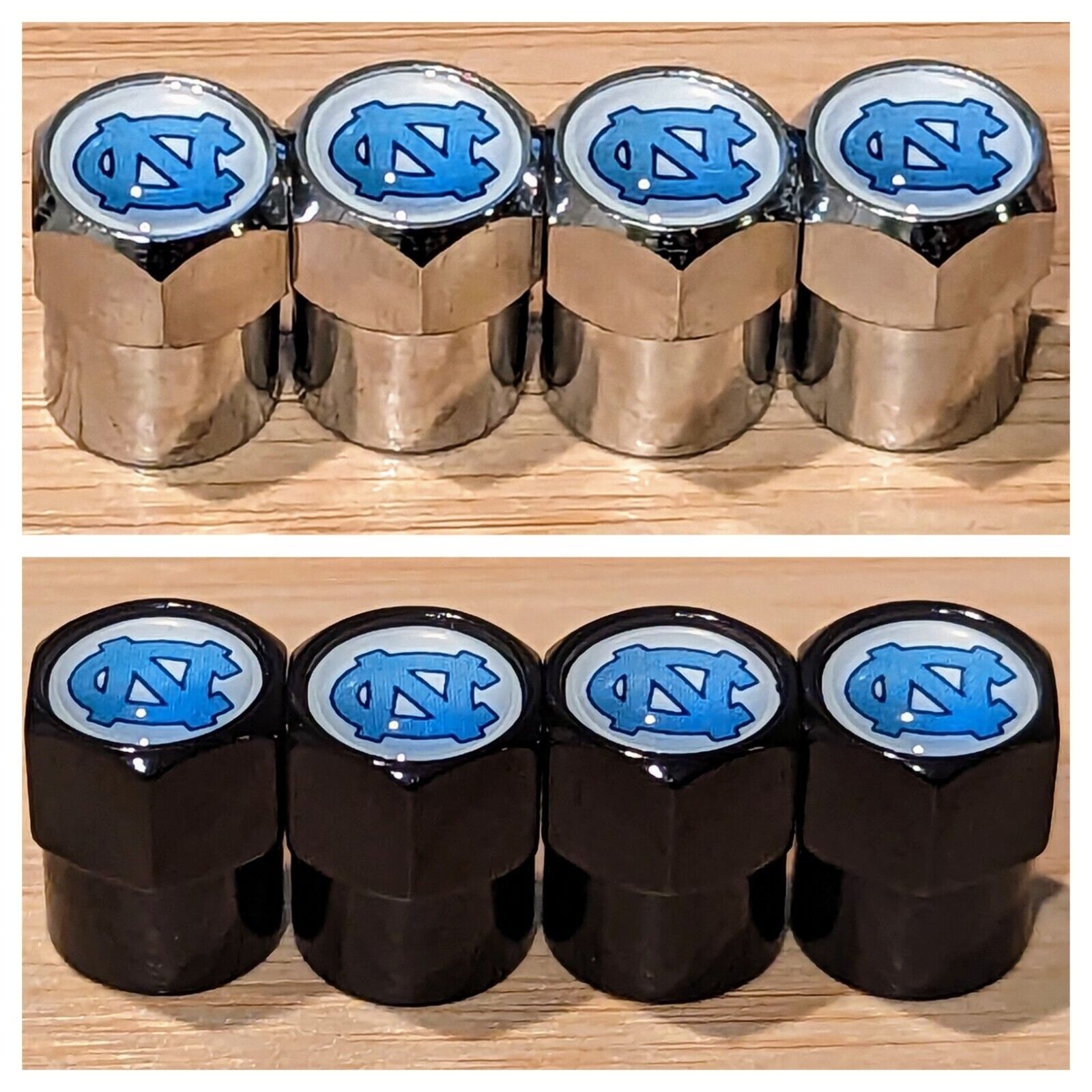High-Quality Metal Tire Valve Stem Caps UNC Tar Heels 4pc included