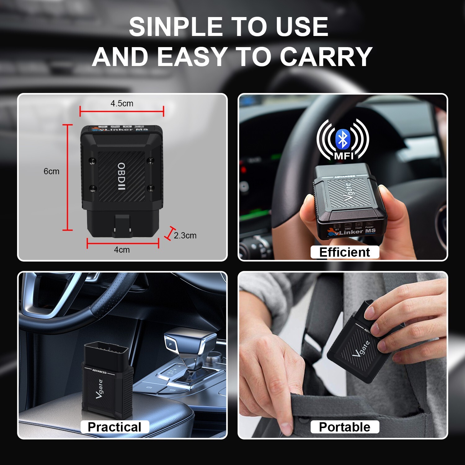 Vgate vLinker MS BT3.0 OBD2 Car Diagnostic Scanner Code Reader IOS/Android/PC