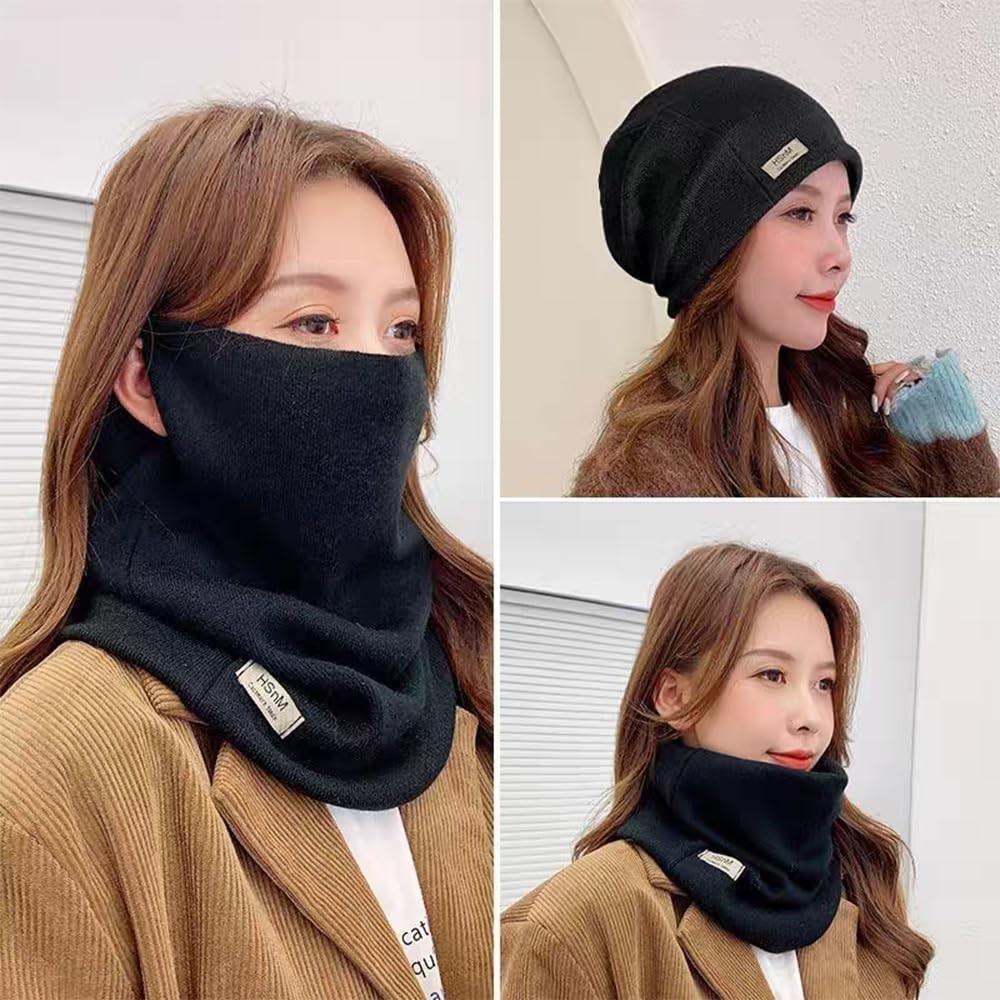 OULIGET Winter Neck Warmer Gaiter Fleece Face Mask Cover,3-in-1 Large, Black