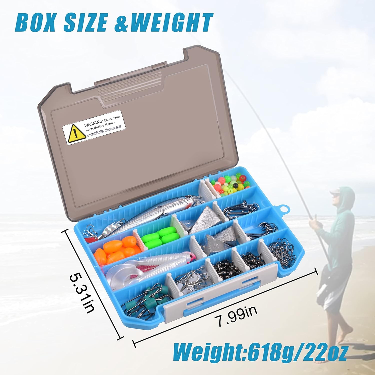 AGOOL Surf Fishing Tackle Kit, 173pcs Ocean Kit