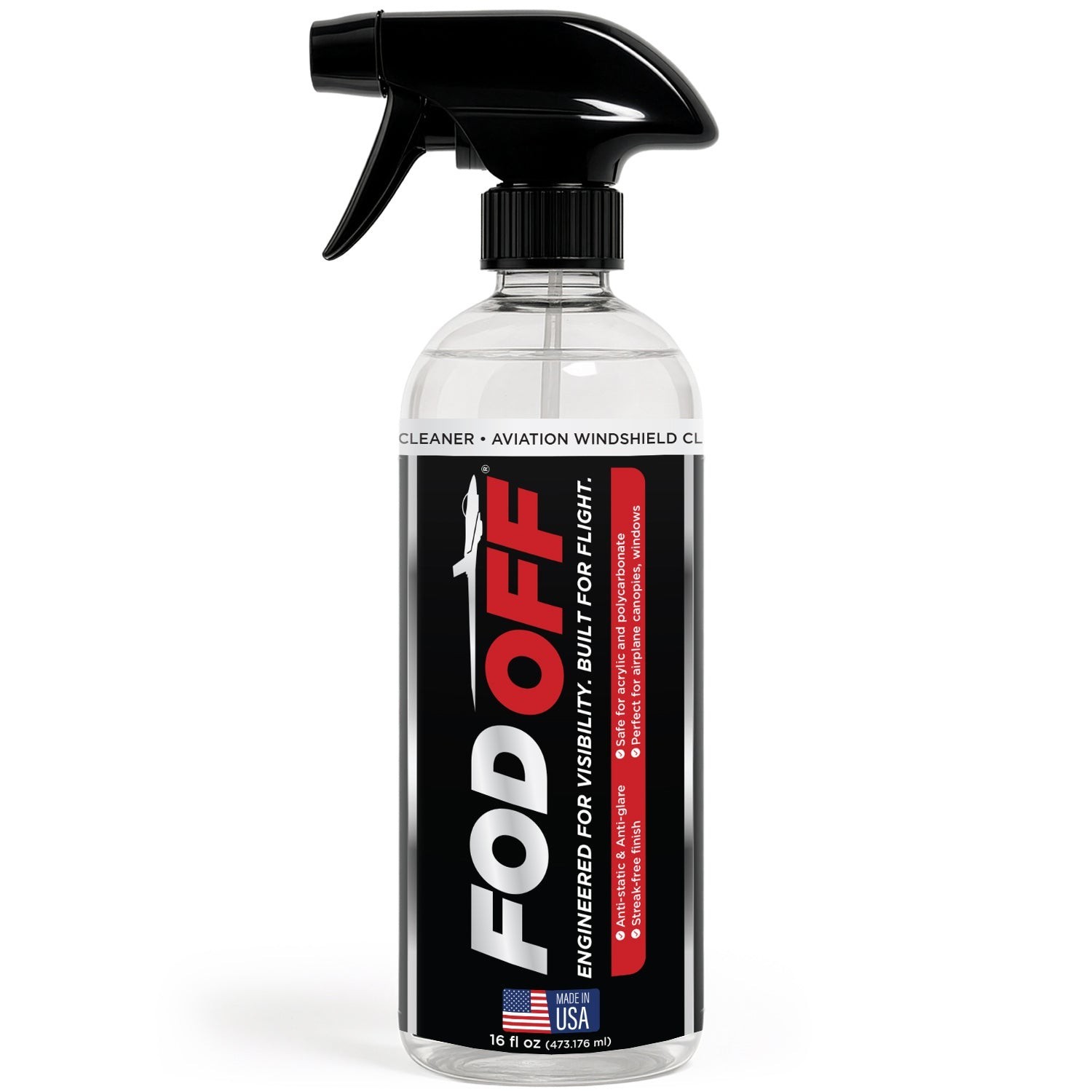 FOD OFF Aircraft Windshield Canopy Cleaner Aviation Acrylic Glass EFIS Safe