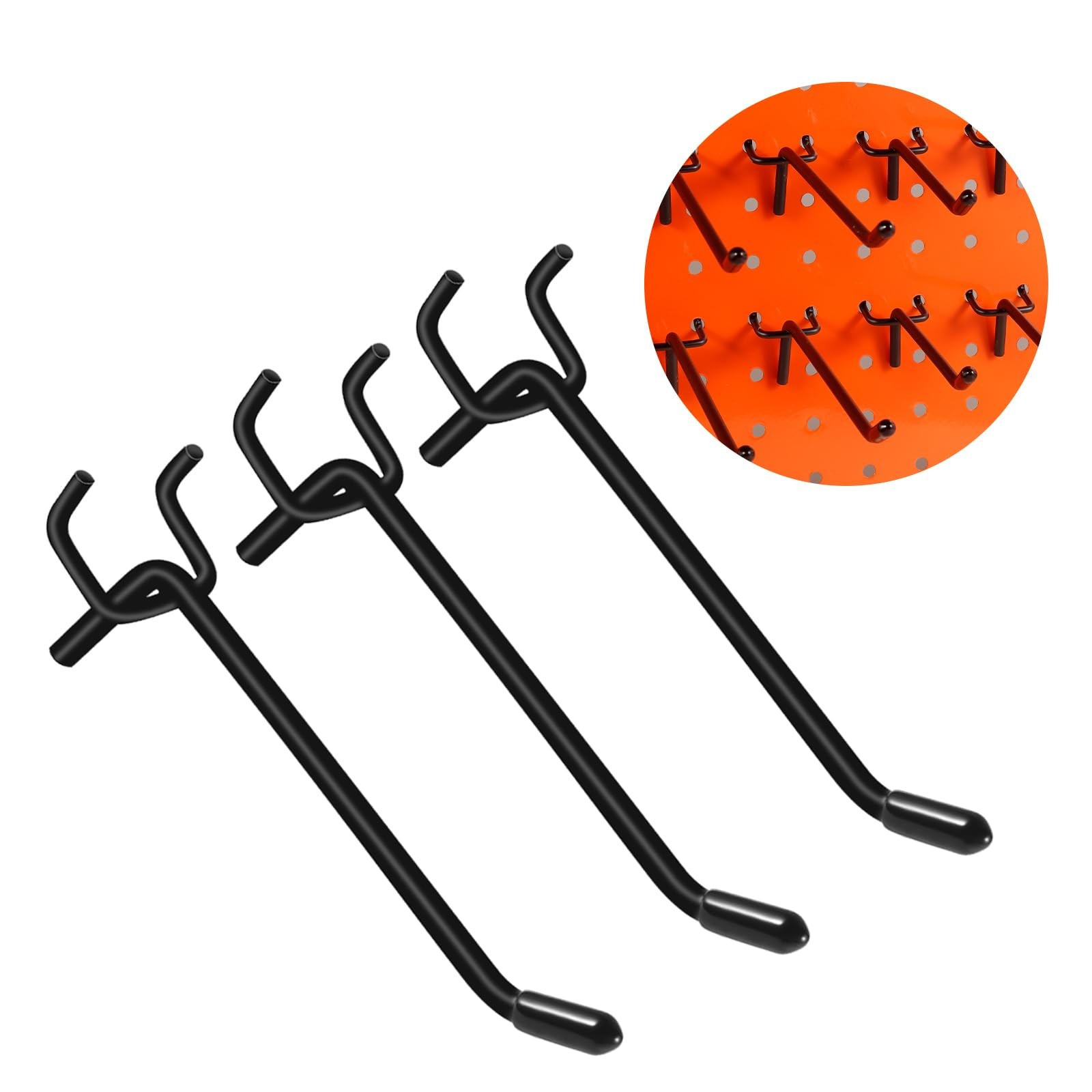 60 PCS Black 6 Inch Pegboard Hooks Heavy Duty Wall Metal Display Fits 1/4 Inch