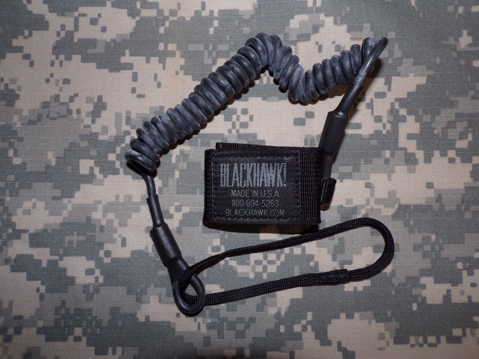 USGI Blackhawk! Coiled Tactical Pistol Lanyard 90TPL1BK NOS in Package