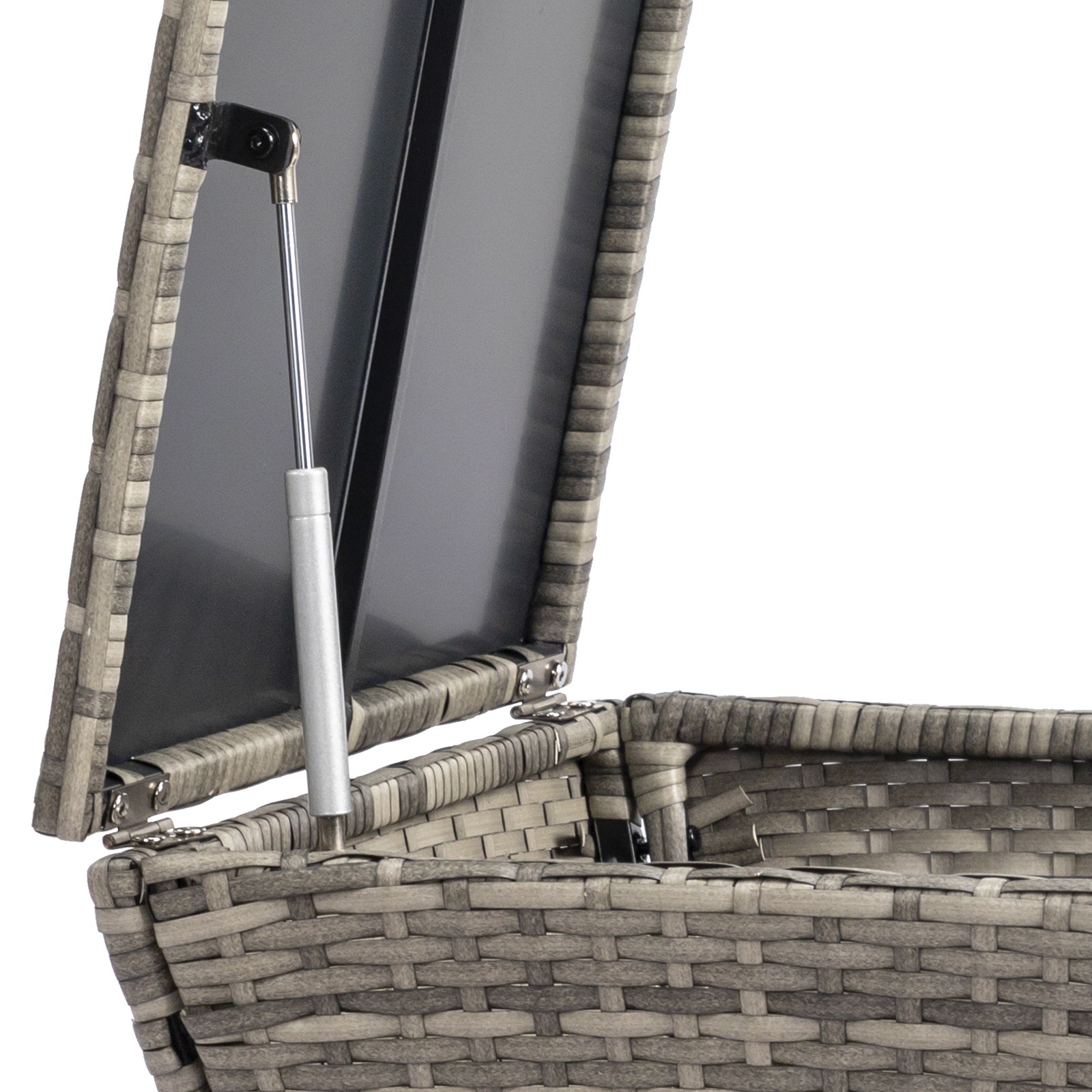 Outdoor PE Wicker Side Table with Storage, Small Patio Storage Bin