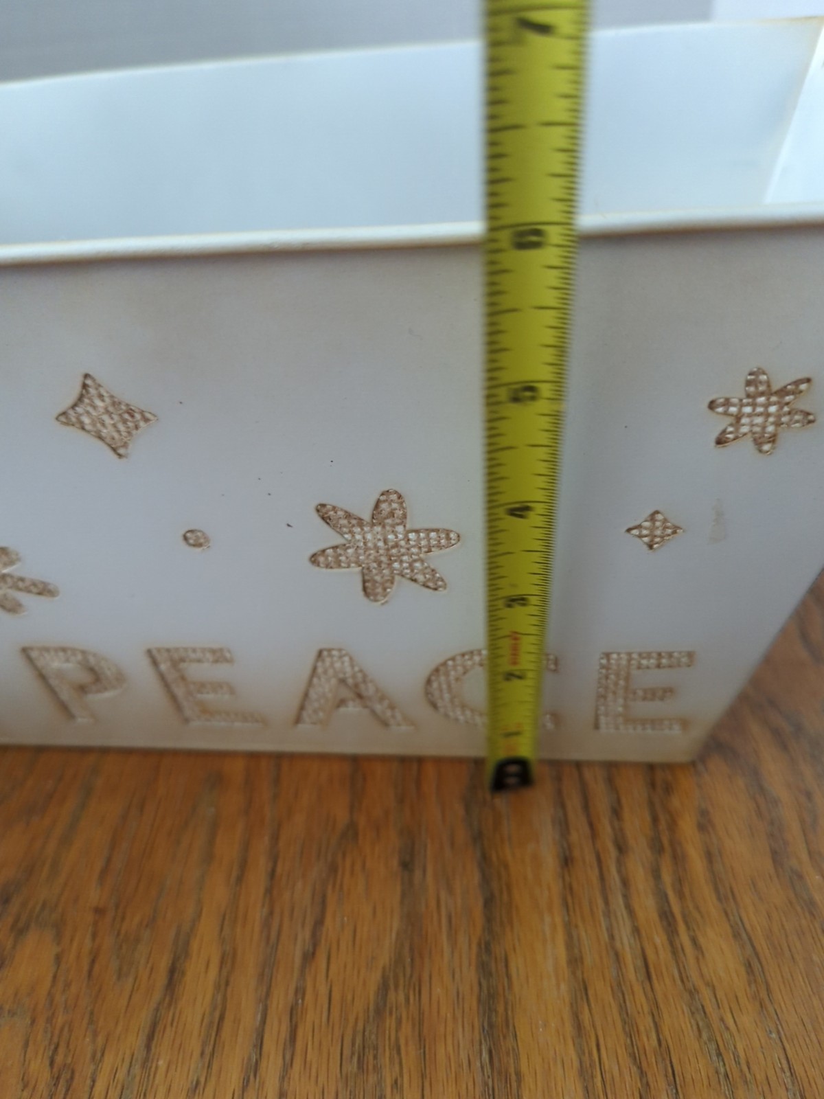 Tin Snowflake Peace White Planter/Gift Basket/ Home Decor