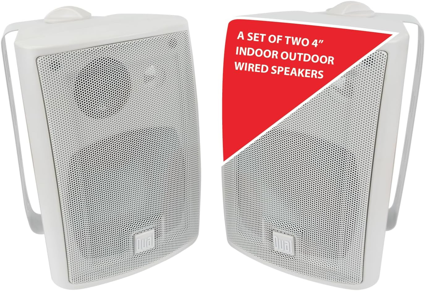 Indoor Outdoor Wired Speakers 4 Inch 3 Way Weather Resistant Wall Mount Stereo