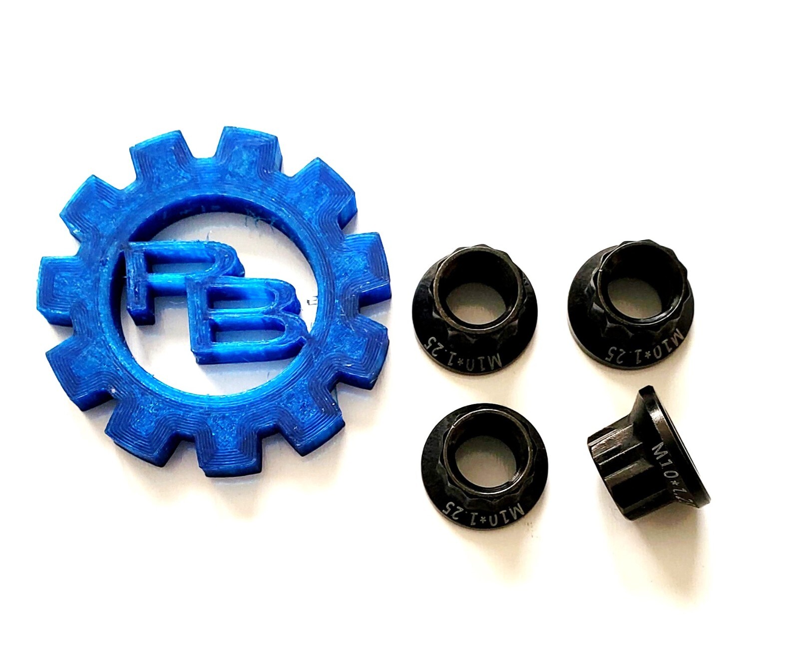 M10 x 1.25 12-Point Nut Kit Black Zinc Qty 4