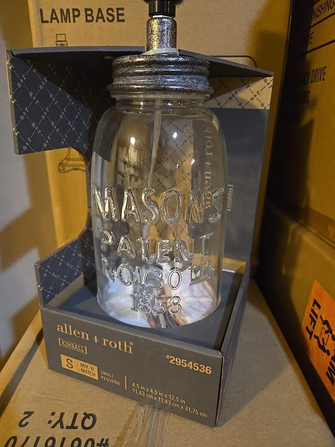 (2) MASON JAR Lamps KIMBALL BRAND - allen + roth 2pcs Retro vintage farmhouse