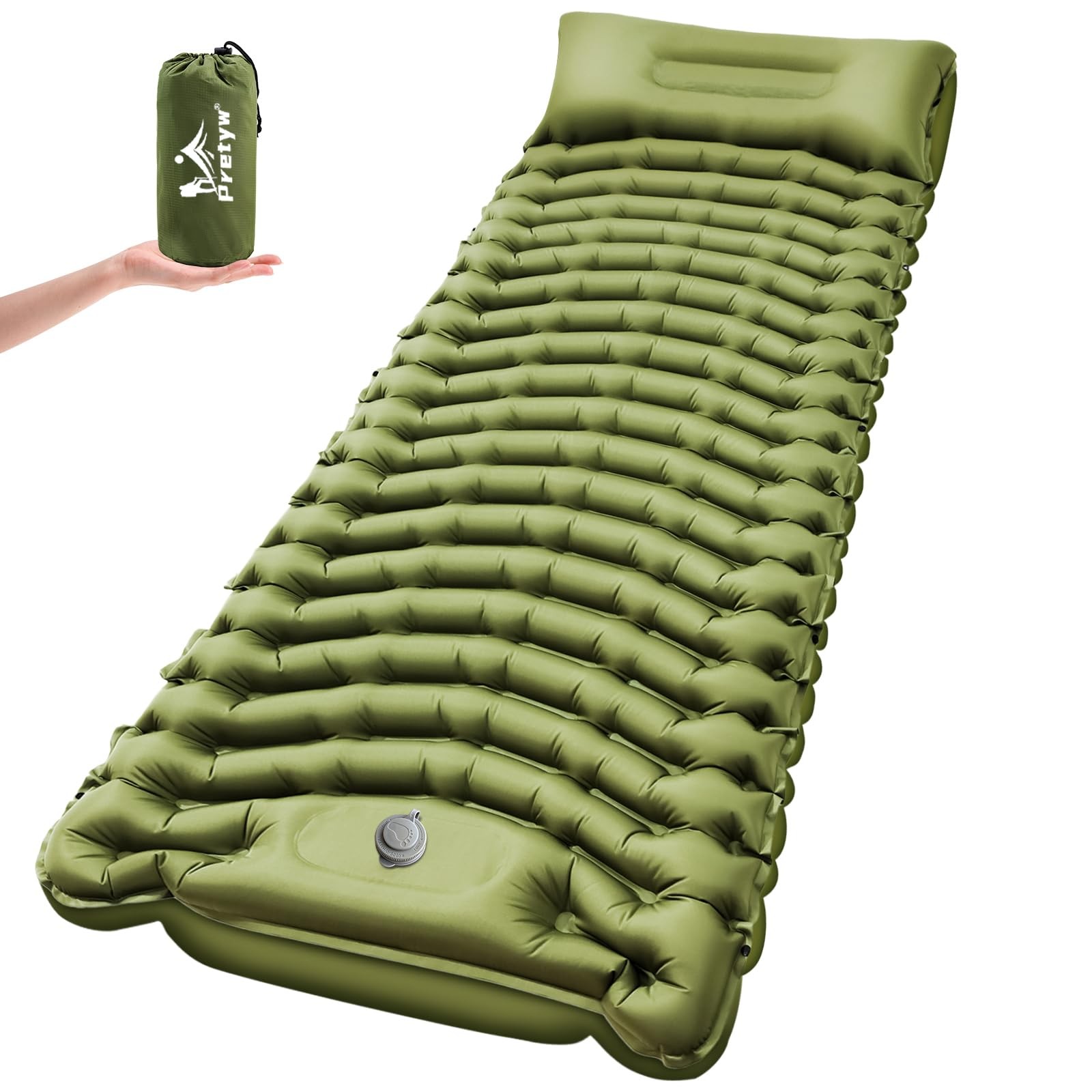 Pretyw Sleeping Pad for Camping - Ultralight Mattress Single, Green