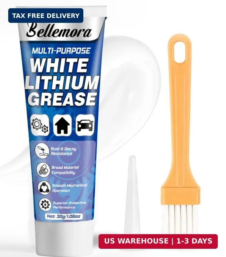 White Lithium Grease, Multi-Purpose Lubricant Lithium Grease with Brush, Garage