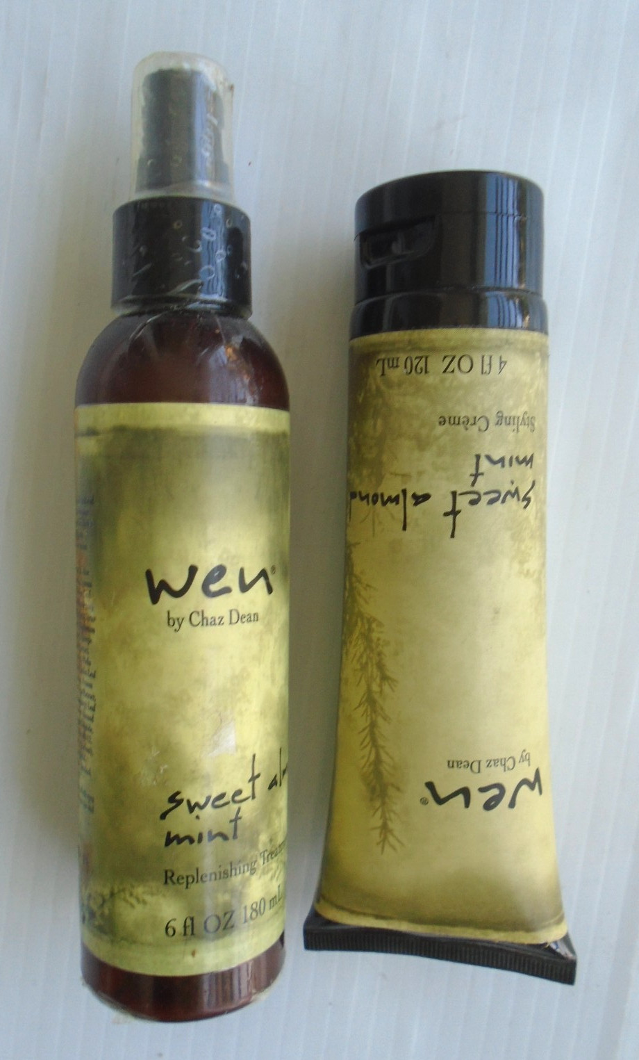 Lot of 2 WEN Sweet Almond Mint Replenishing Treatment Mist & Styling Creme