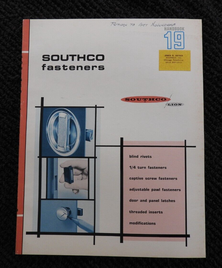 1968 Southco Lion Fasteners Latches Engineering Catalog Lester PA