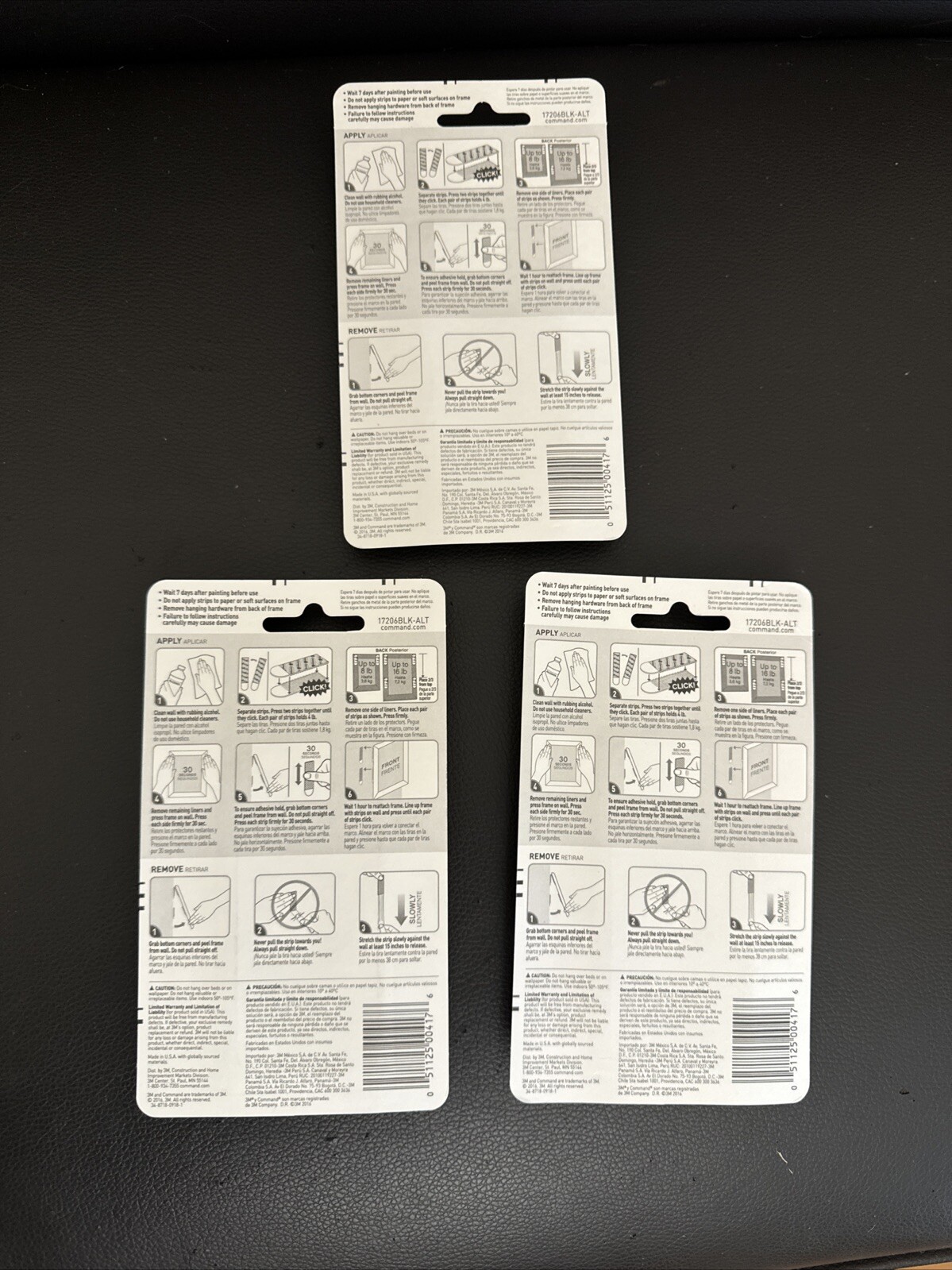 3M Commando Damage Free Black Large Picture Hanging Strips - 3 Pack