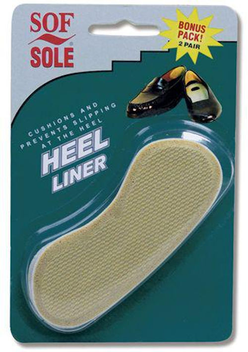 2 Pair Sof Sole Heel Liner One Size Tan NIB