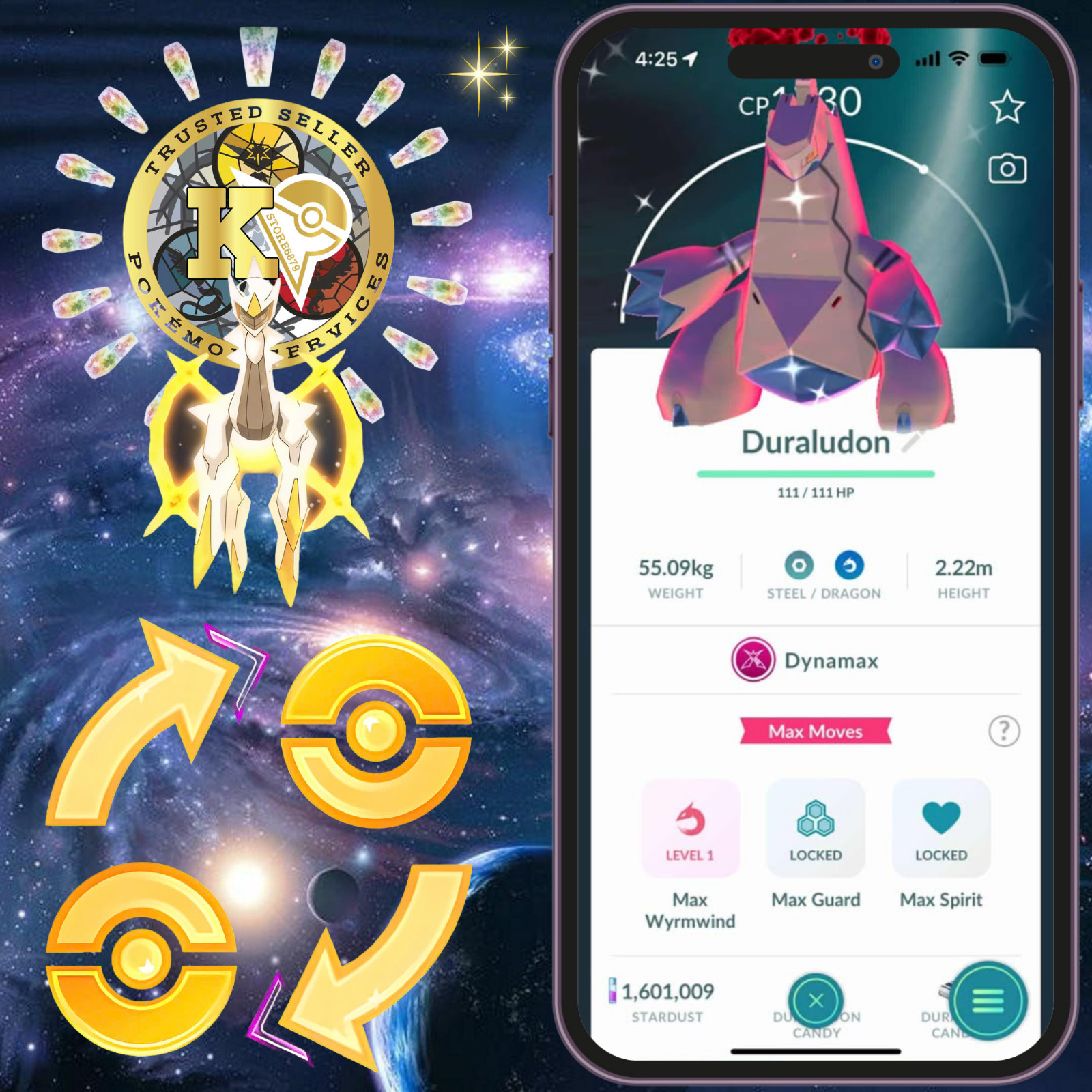 P.T.CentraI—TRADE GO — Shiny Dynamax Duraludon — 80k | 20k or 1 Mil — Digital♻️
