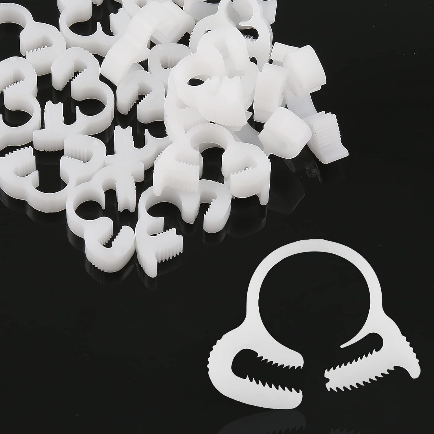 20 Pcs 1/4" Heavy Duty Double Snap Grip Nylon Hose Clamps, Several 1/4, White