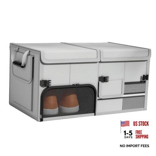 Foldable Car Trunk Organizer with Multi-Compartment – Expandable 30-60L White