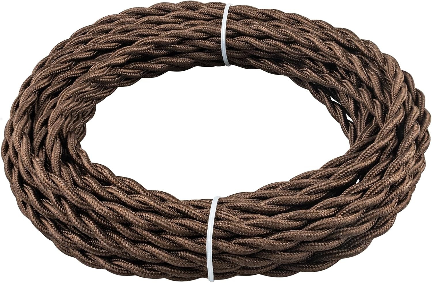 32.8ft 18/2 Cloth Covered Electrical Wire Brown Vintage Style 18-Gauge Twisted