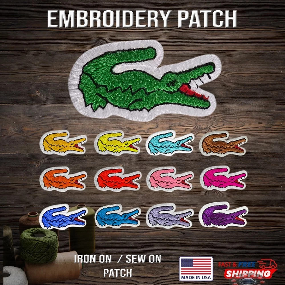 Lacoste Crocodile Logo Embroidered Iron On Patch – Sew On Clothing Emblem