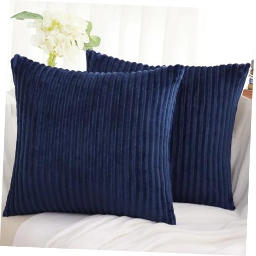 Decorative Fall Throw Pillow Covers 20x20 Set 20" x 20" (Pack of 2) Navy Blue