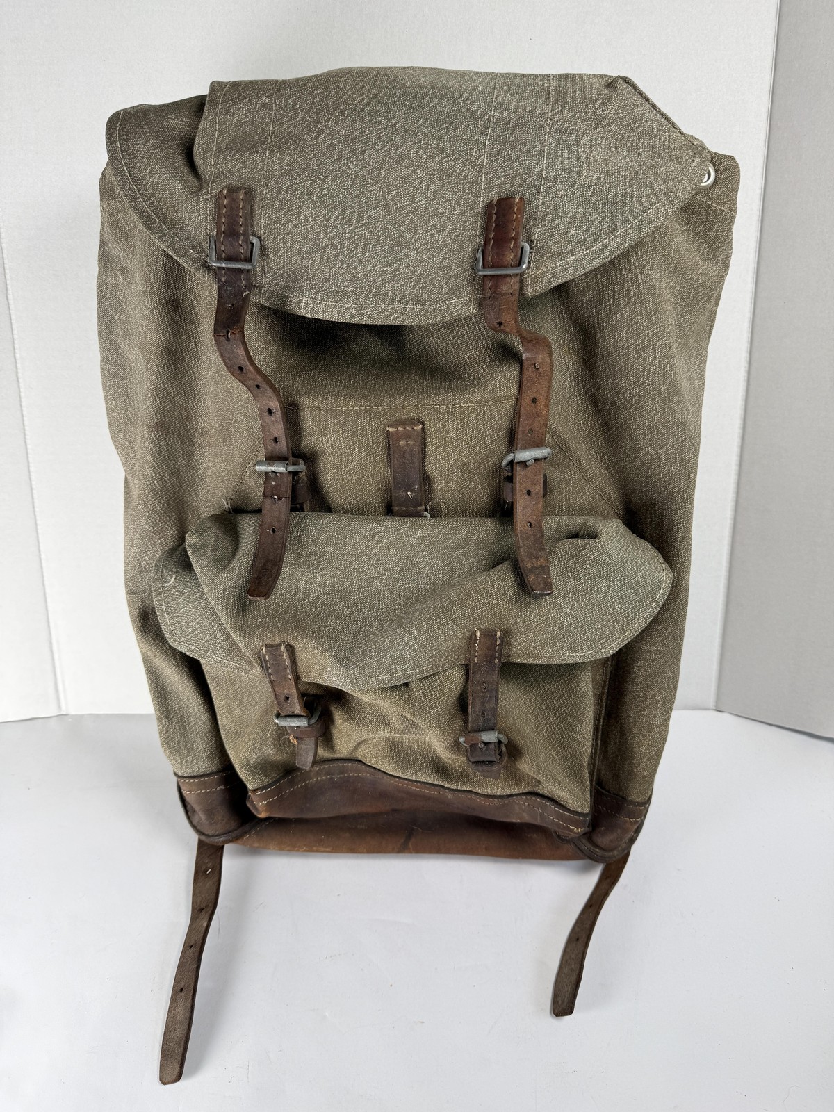 Vintage Swiss Army Canvas Leather Rucksack Backpack A Wachli Bern 59 Military