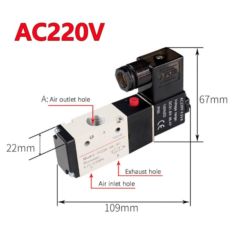 3V210-08-NC Solenoid Valve 220VAC For AIRTAC