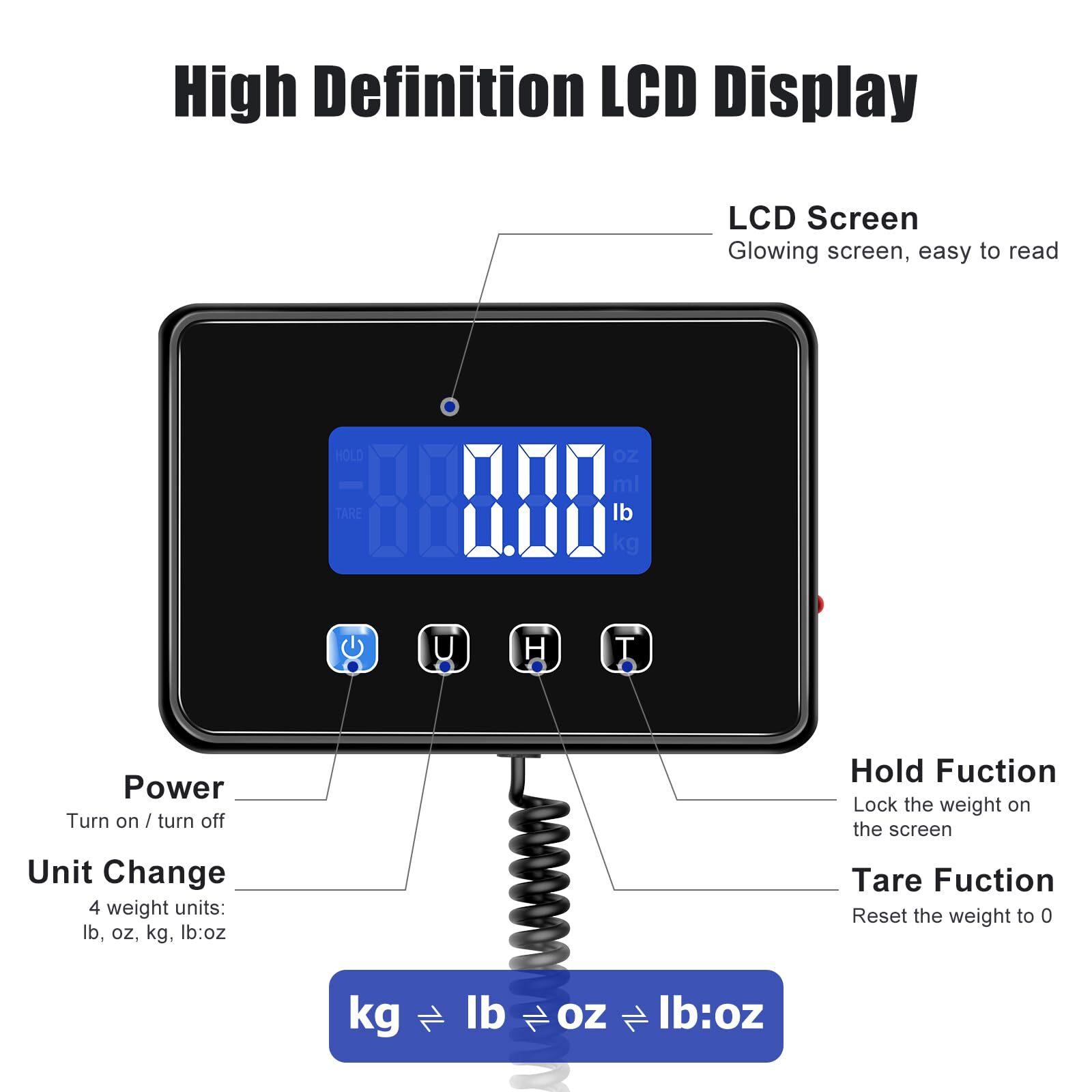 Digital Shipping Scale 440lbs x 1.7OZ Digital Postal Scale AC/DC Package LCD USB