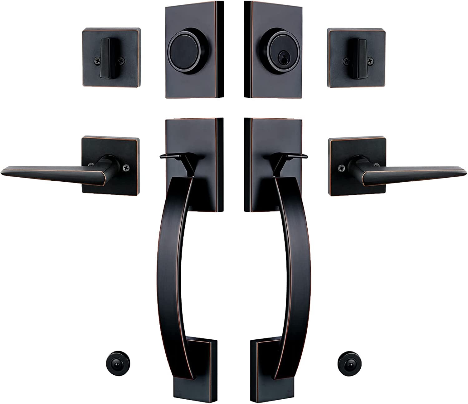 Double Front Door Entry Handle and Deadbolt Lock Set–Oil Rubbed Bronze Finish