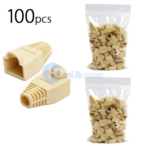 100x Ivory CAT5E CAT6 RJ45 Ethernet Network Cable Strain Relief Boots