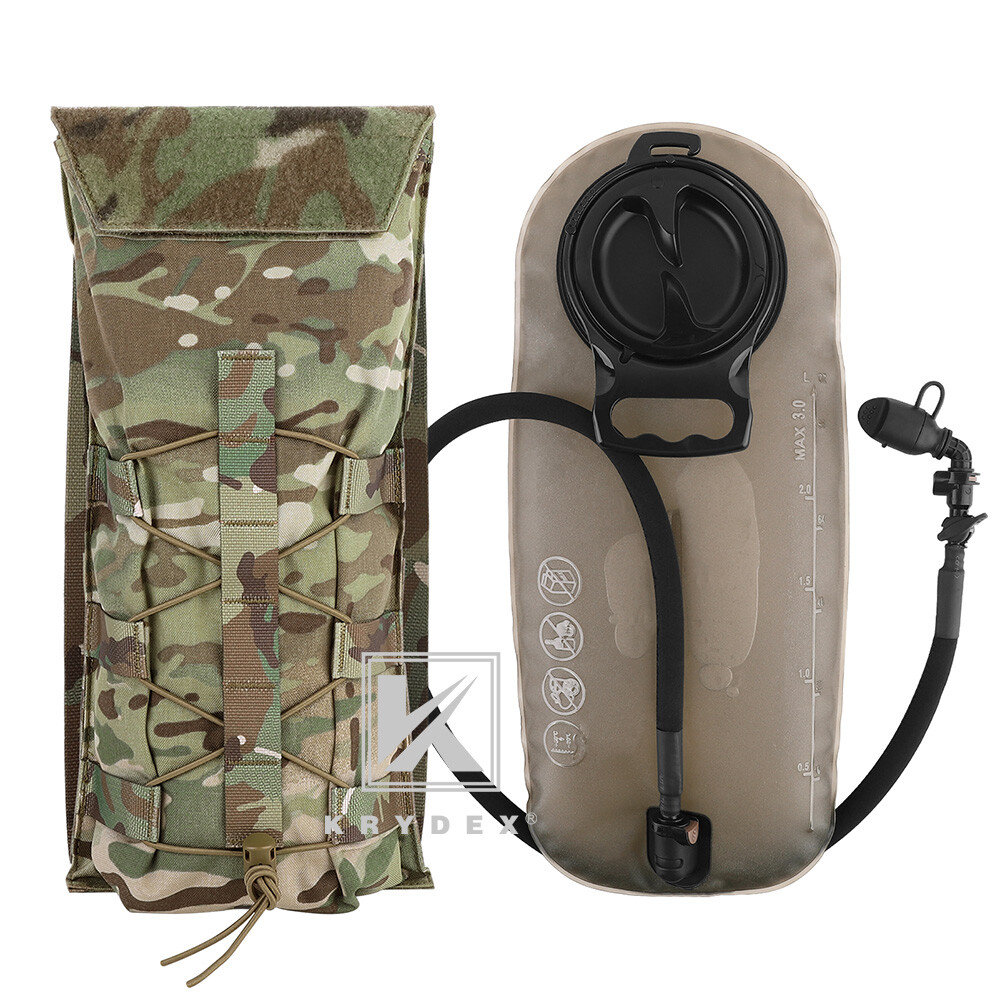 KRYDEX Tactical Vest Hydration Pack Modular 3L Water Bladder MOLLE Carrier Camo