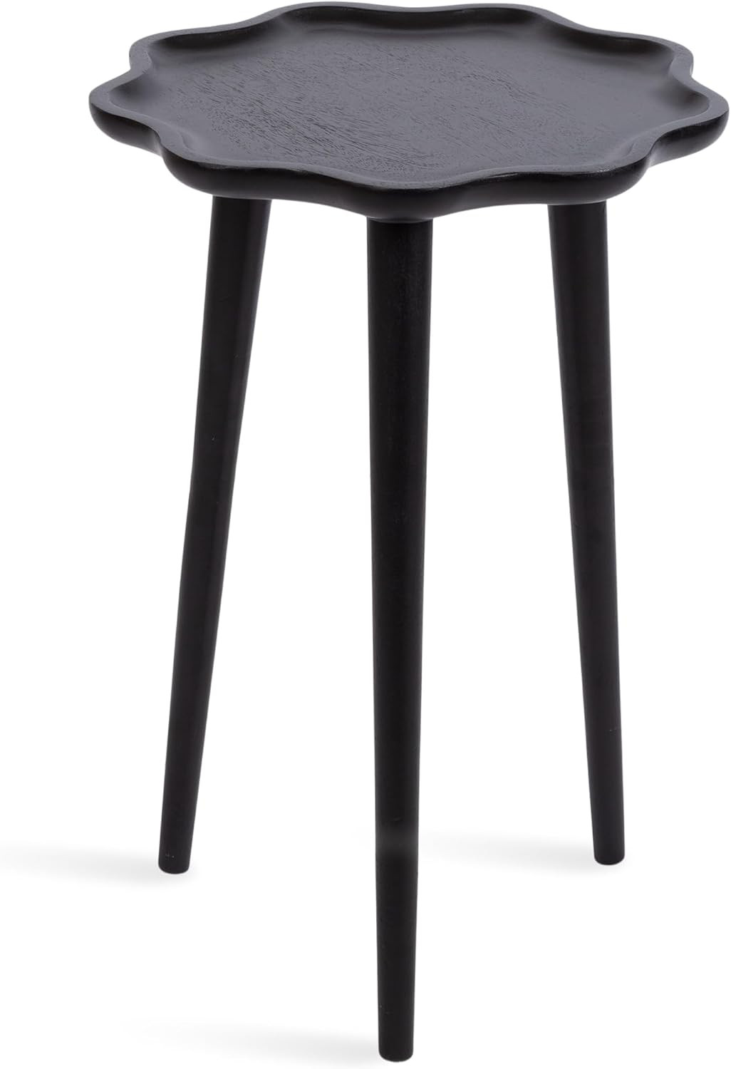 Alezar Modern Wooden round Side Table, 15 X 15 X 22, Black, Solid Wood End Table