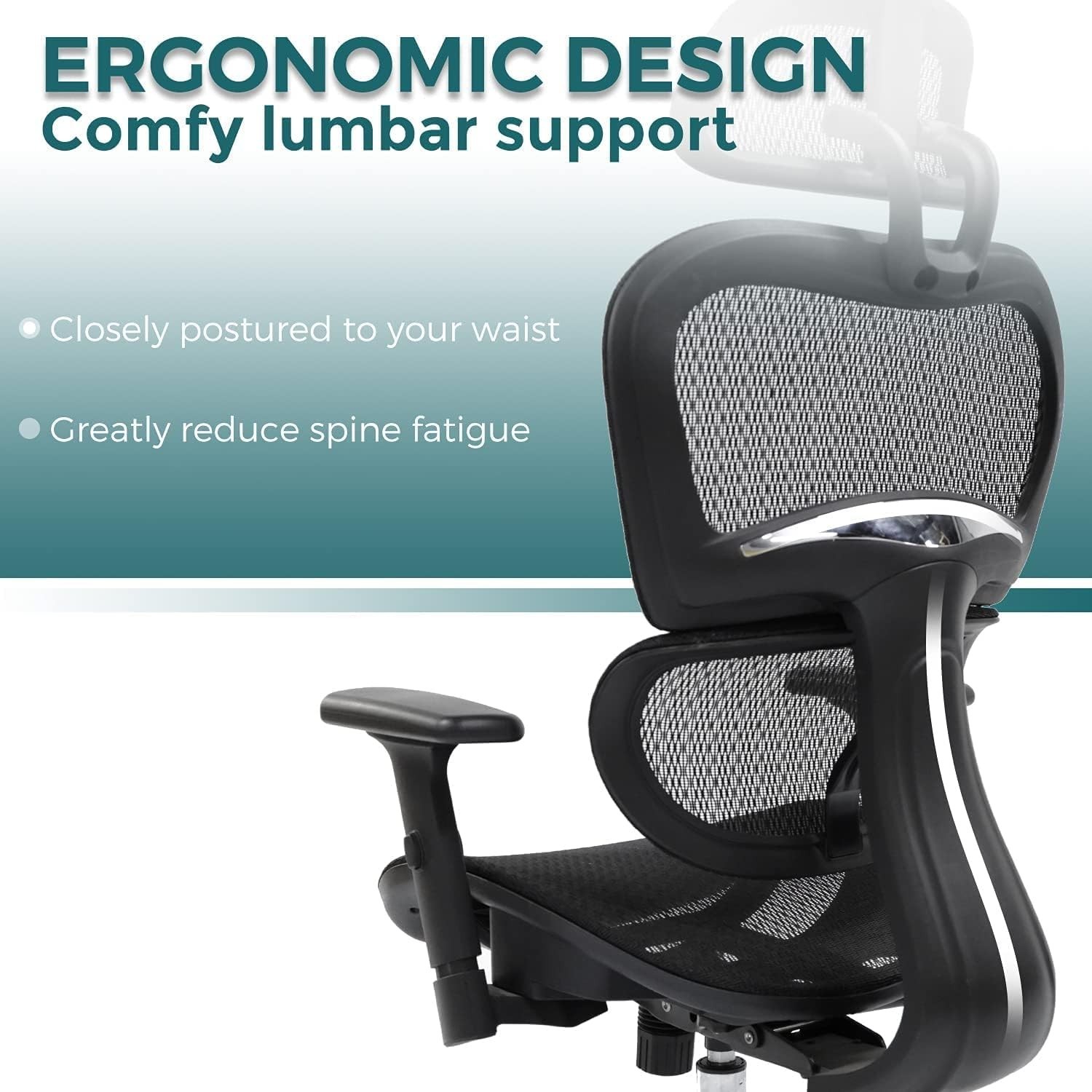 Ergonomic High-Back Mesh Office Chair with Adjustable Lumbar, Arms and Headrest