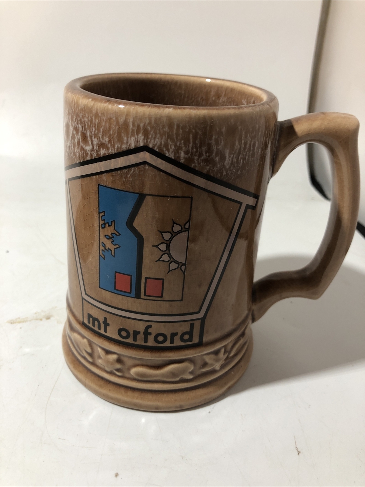 Vintage Mont Orford Mt. Ski Resort Canada Pottery Beer Mug Stein Rare Excellent