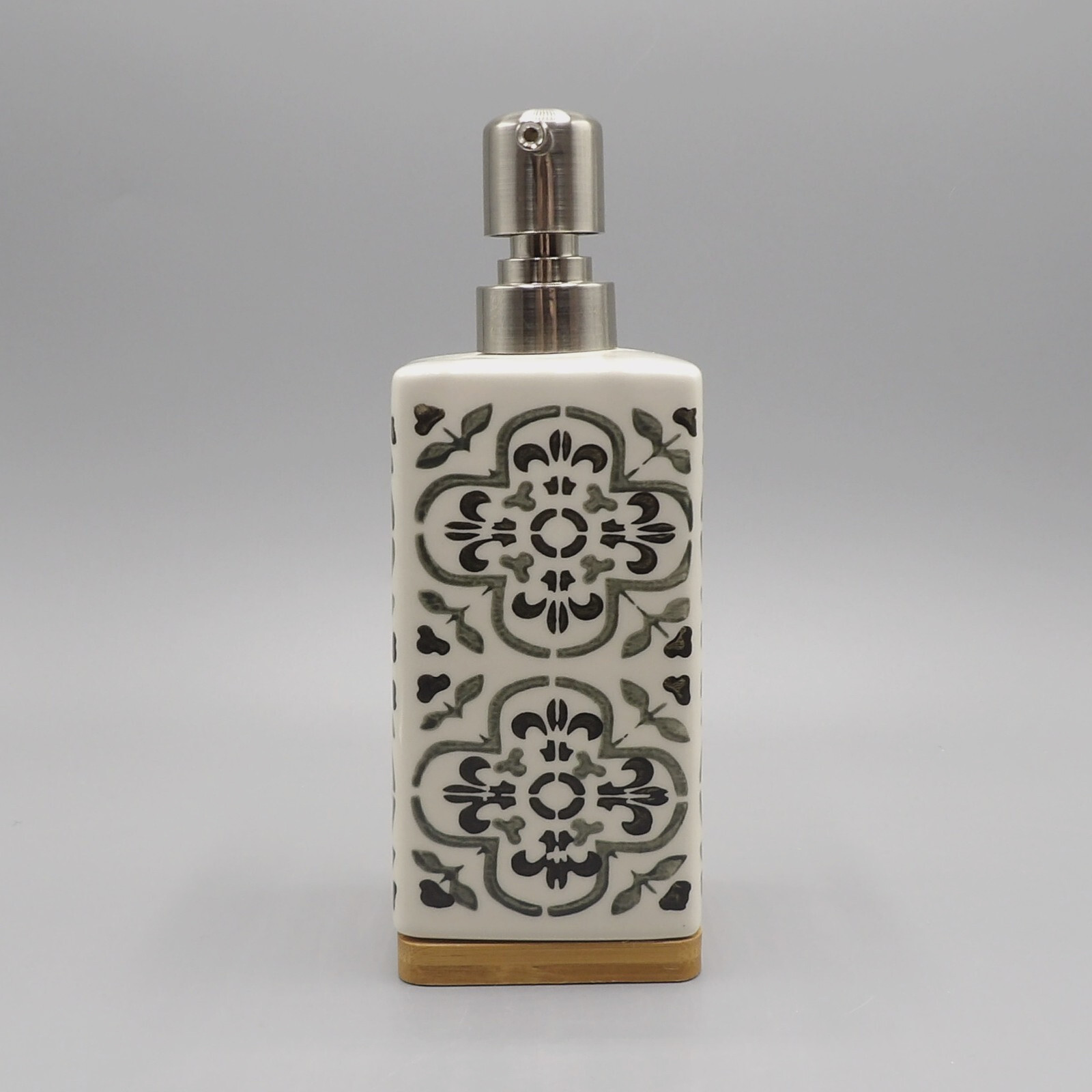 Peri Home Bath Soap Lotion Dispenser Pump Ceramic/Wood Medallion Moroccan Tile
