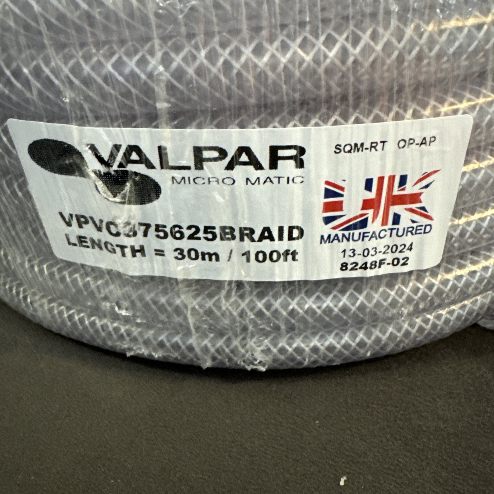 Micro Matic Tubing 3/8 X 1/2 100ft Polyester Braid