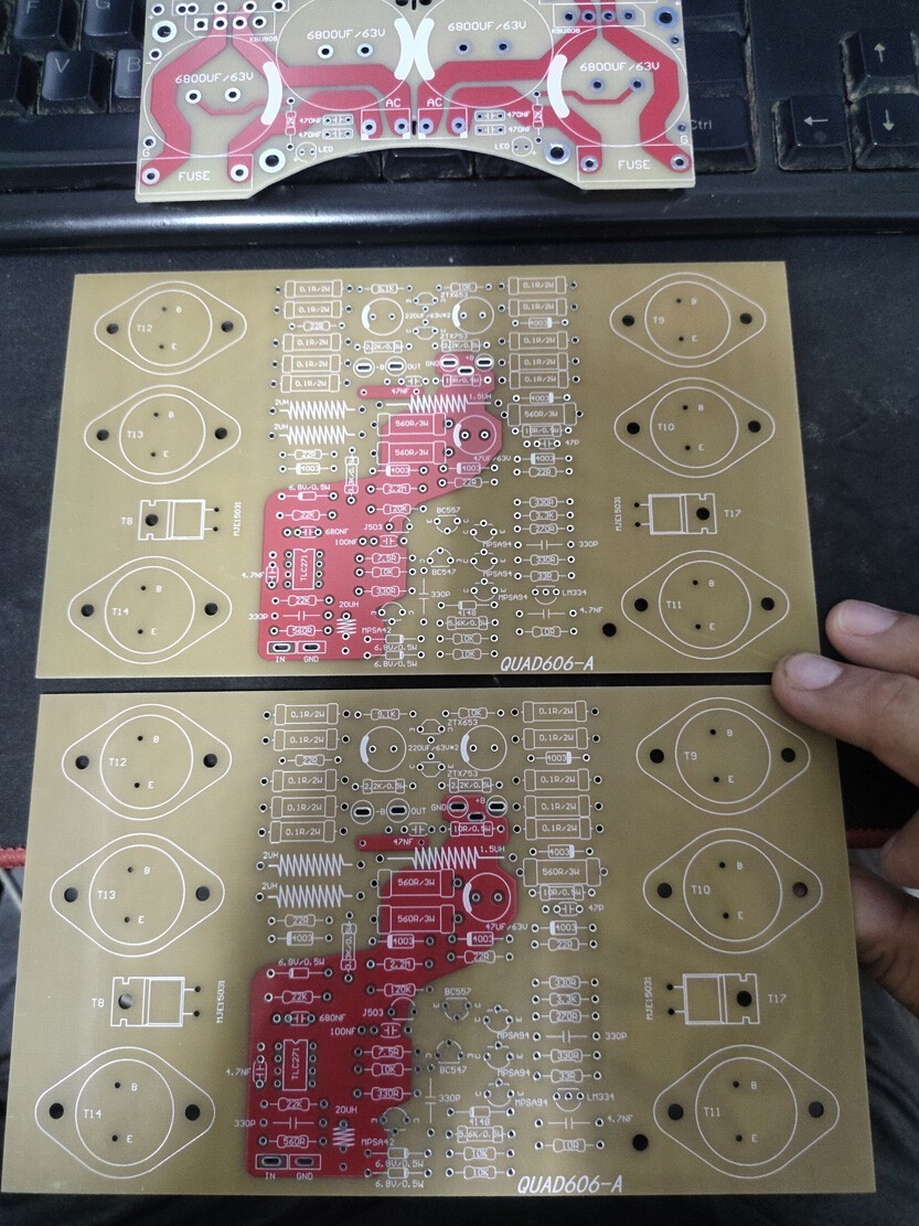 HiFi QUAD606 Audio Stereo Amplifier Bare Board PCB + Power Supply Board PCB