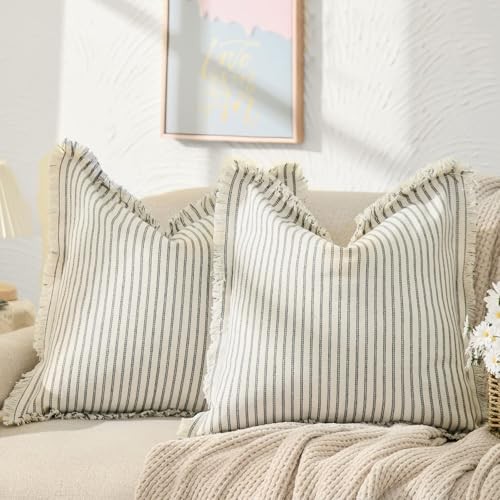 Throw Pillow Covers 20x20 Set of 2 Striped Pillow 20" x 20" (Pack of 2) Gray
